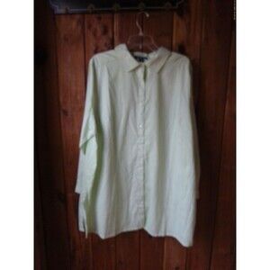 Roamans Shirt Dess 22W Green Stripe Tunic Shirt Dress Tailored Bust NWOT